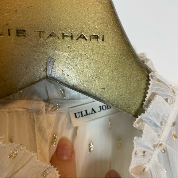 ULLA JOHNSON Dhalia Lurex Tiered Puff Sleeve Metallic Mini Dress \\ 0 - Picture 7 of 10